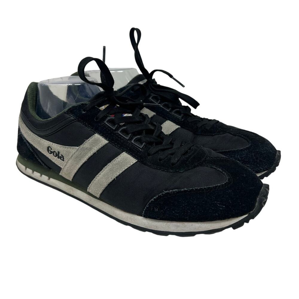 Men's Gola Boston CMA297 Black Green Trainers Low Top Sneakers 9